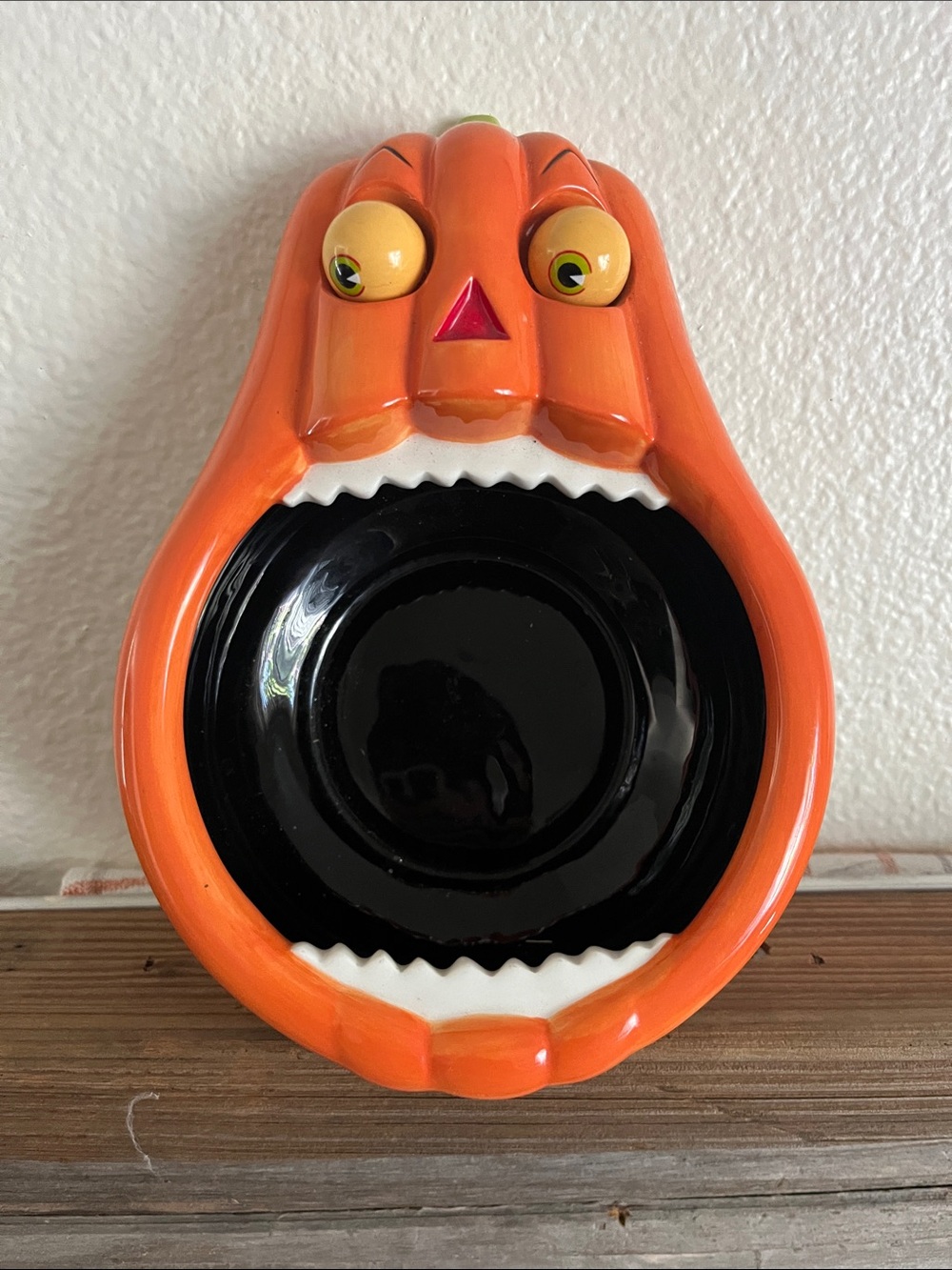 Vintage Dept 56 Wide Mouth Pumpkin Bowl Googly Eyes
